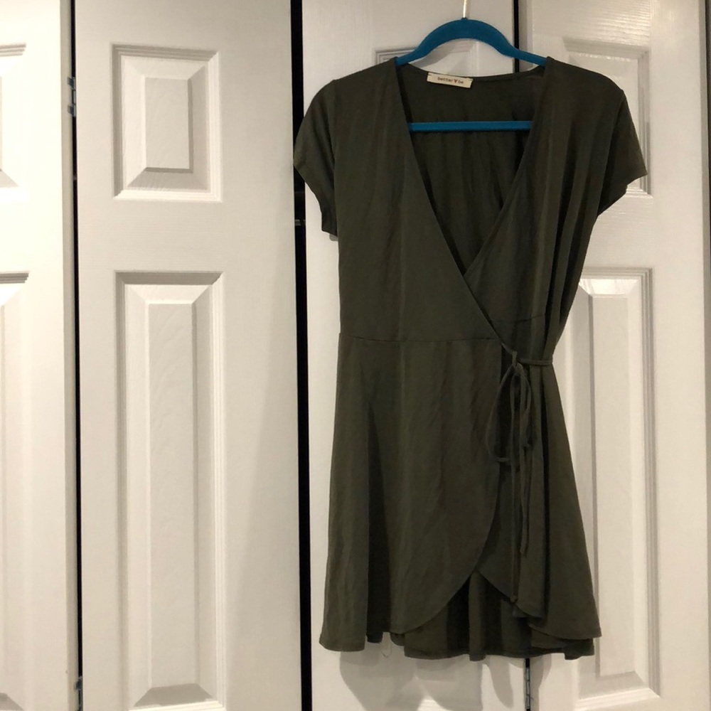 Better Be olive wrap dress